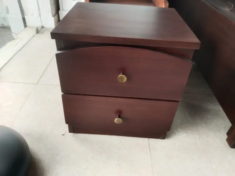 Dark Brown Wooden Nightstand With Drawers