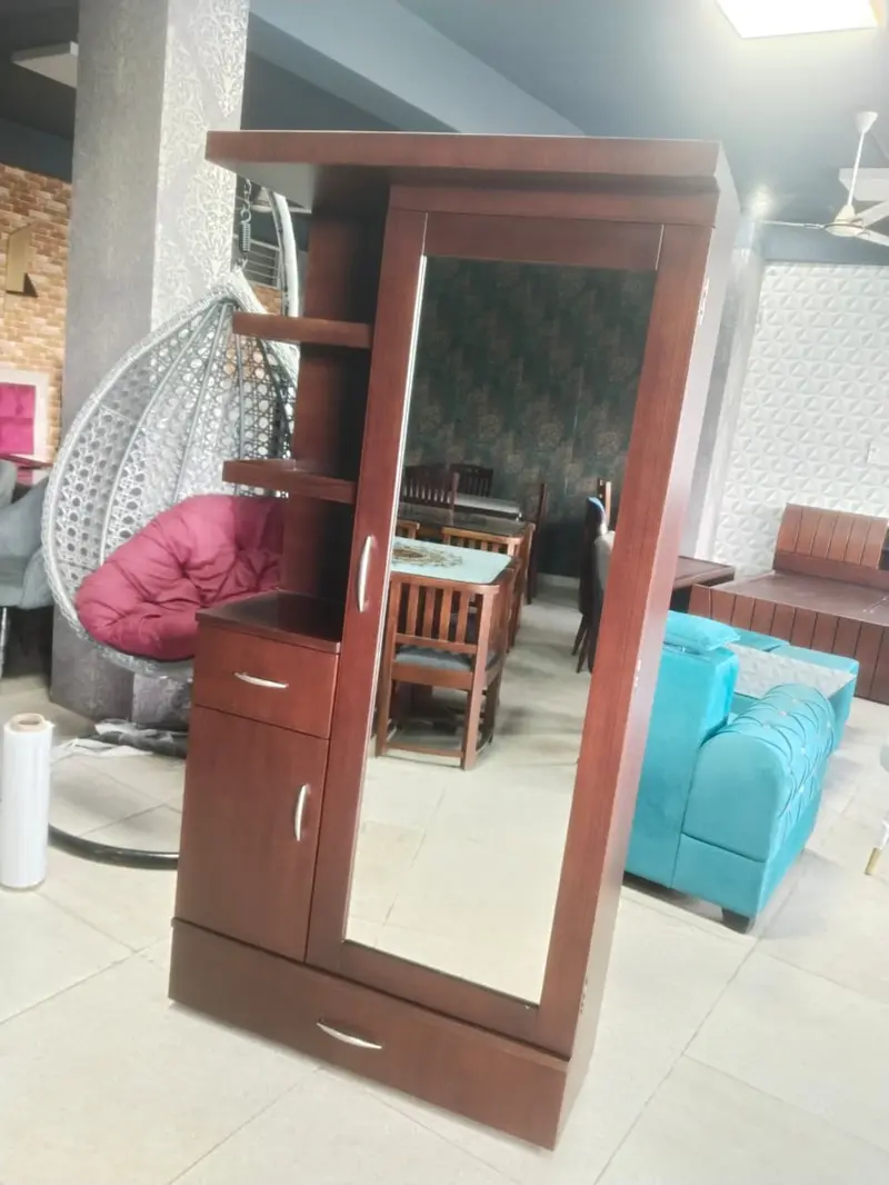 Dark Wood Wardrobe With Mirror