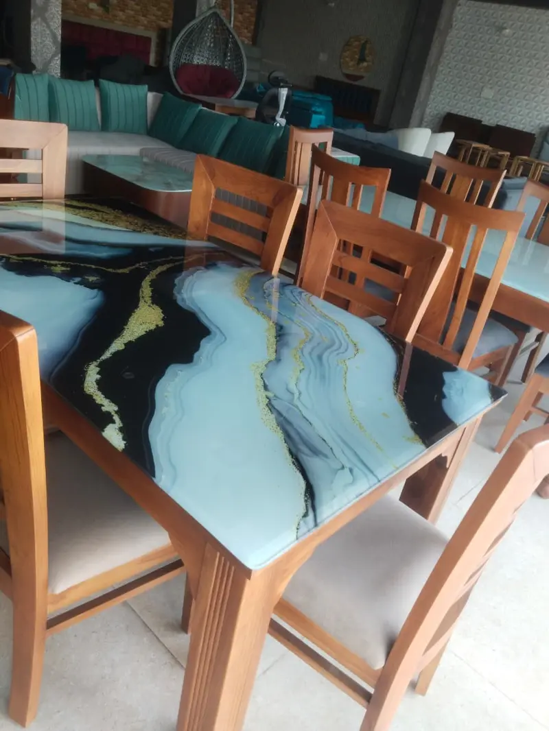 Dining Table With Marble Style Top