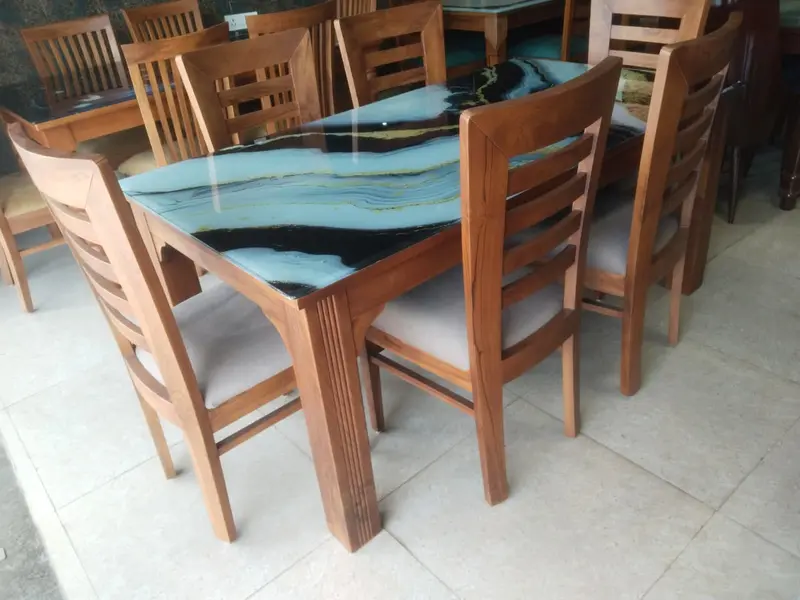 Epoxy Resin Wood Dining Table Set