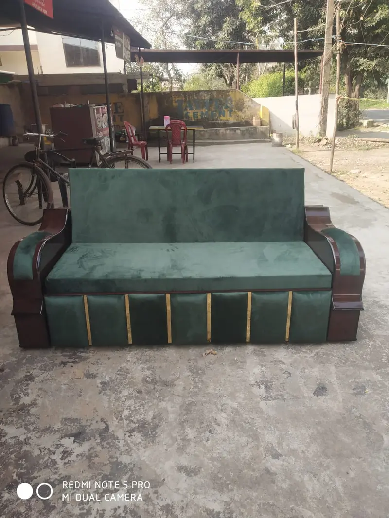 Green Velvet Foldable Sofa Bed
