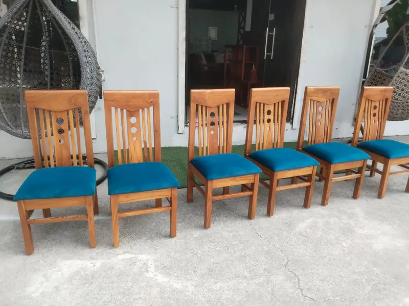 Set Of Six Wooden Dining Chairs