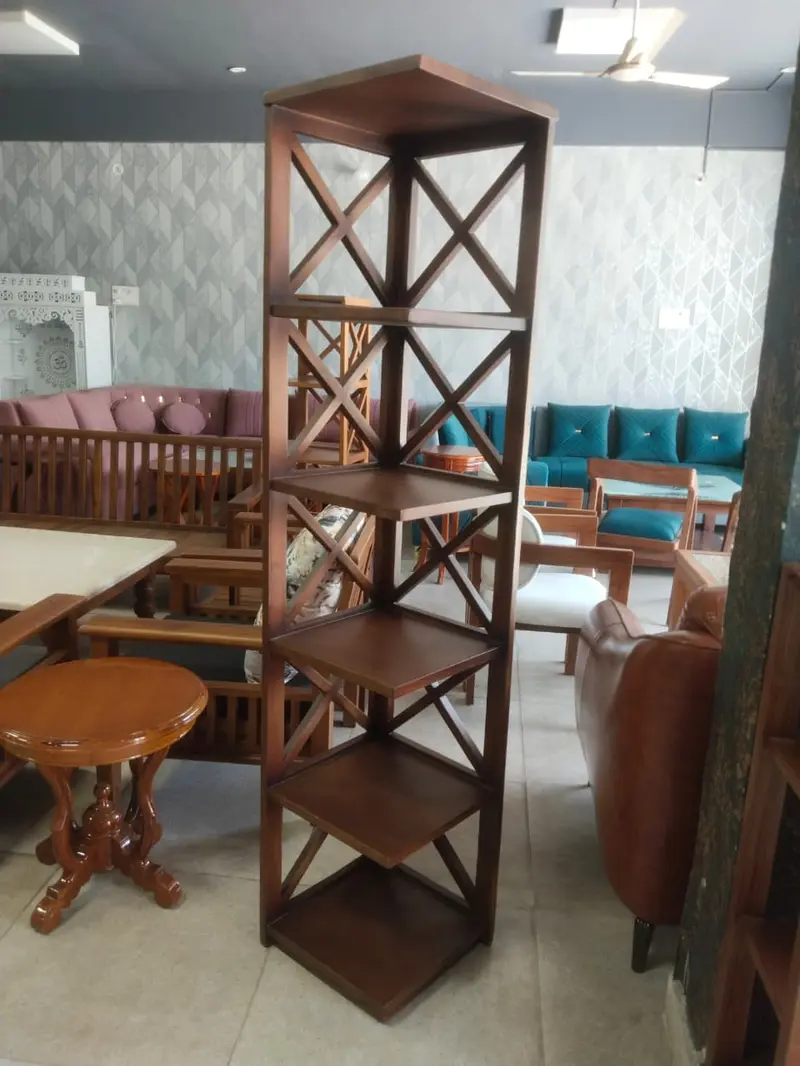 Tall Open Wooden Bookshelf With X Sides