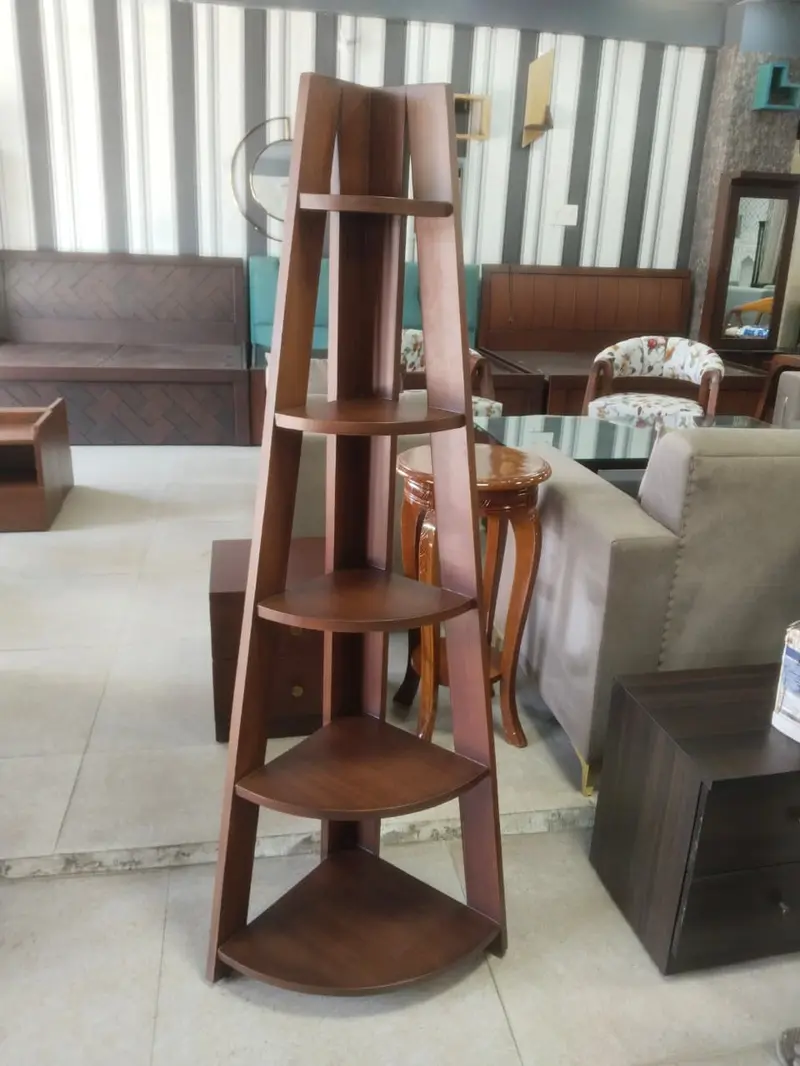 Tall Wooden Corner Display Shelf