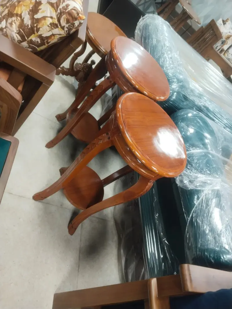 Two Round Wooden End Tables