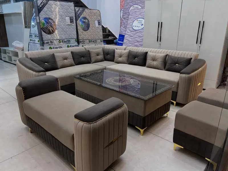 Ushaped Grey Sectional Sofa Set