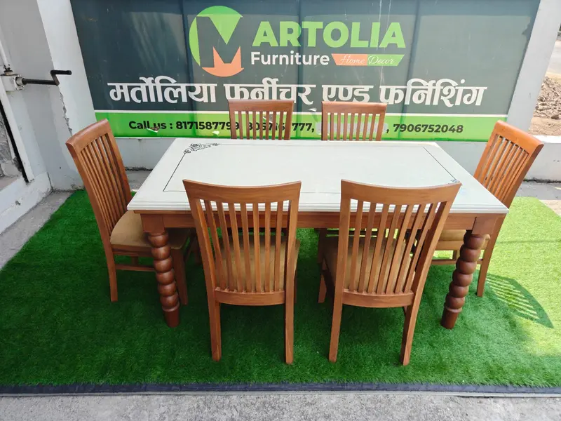 Wooden Dining Table With White Top