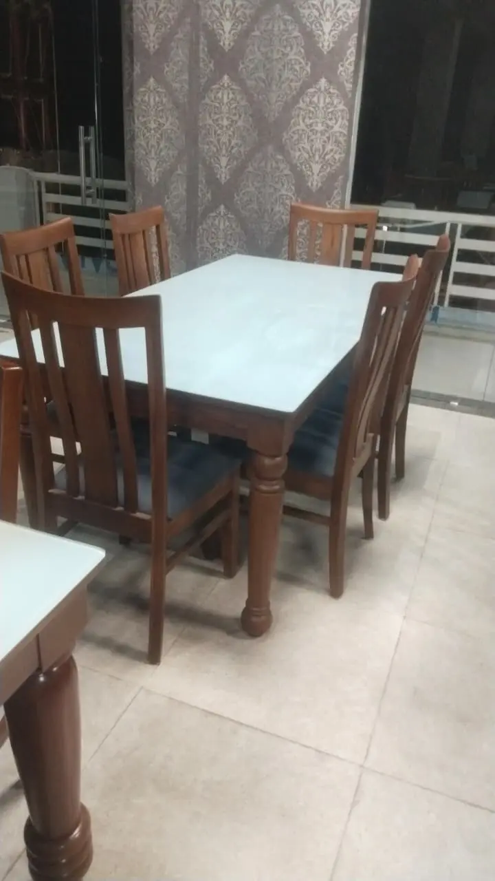 Wooden Six Seater Dining Table Set